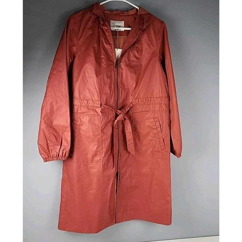 a new day Rust Red Lightweight Hooded Trench Coat